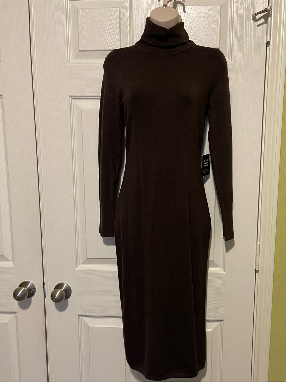 Express Midi Length Brown Turtle Neck Sweater Dress